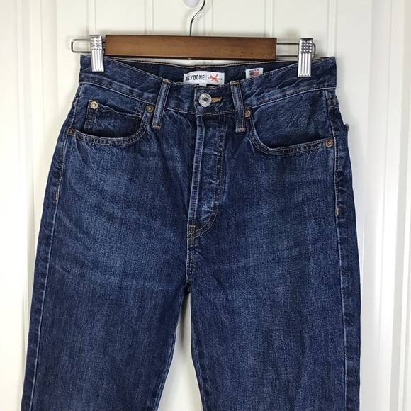 RE/DONE High Rise Crop Flare Jeans in Dark Size 26. - Picture 3 of 12